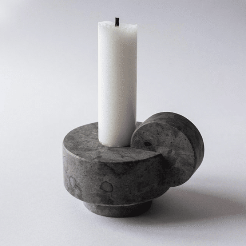 Kerzenständer - CANDELSTICK grey von Stenhuggardottern