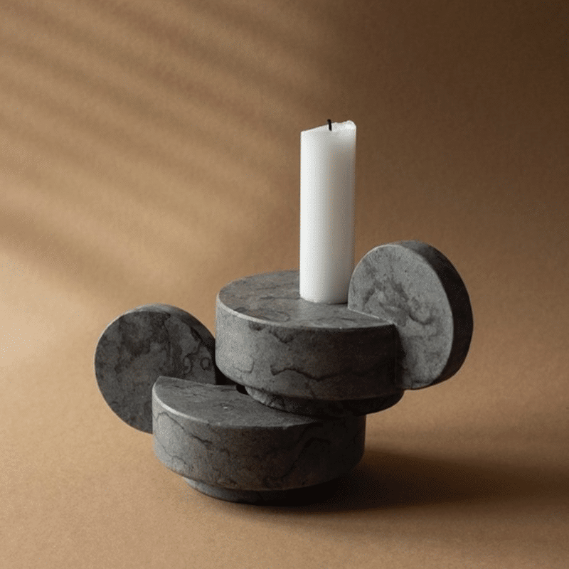 Kerzenständer - CANDELSTICK grey von Stenhuggardottern