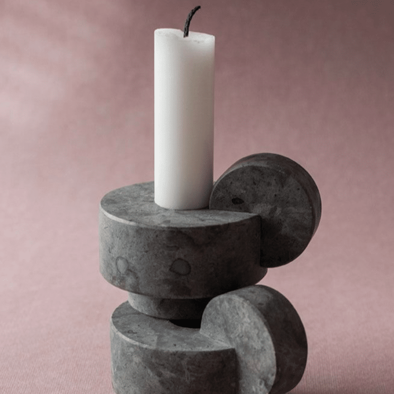 Kerzenständer - CANDELSTICK grey von Stenhuggardottern