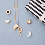 Anhänger - Moon Emaille gold/white von Design Letters