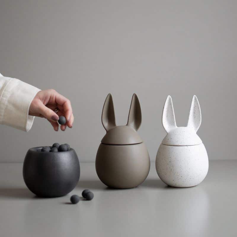 Bowl - Rabbit weiss mit Dots L von dbkd