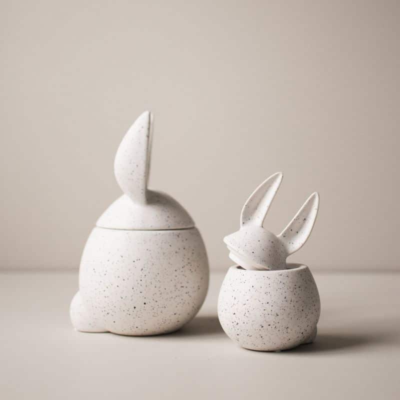 Bowl - Rabbit weiss mit Dots L von dbkd