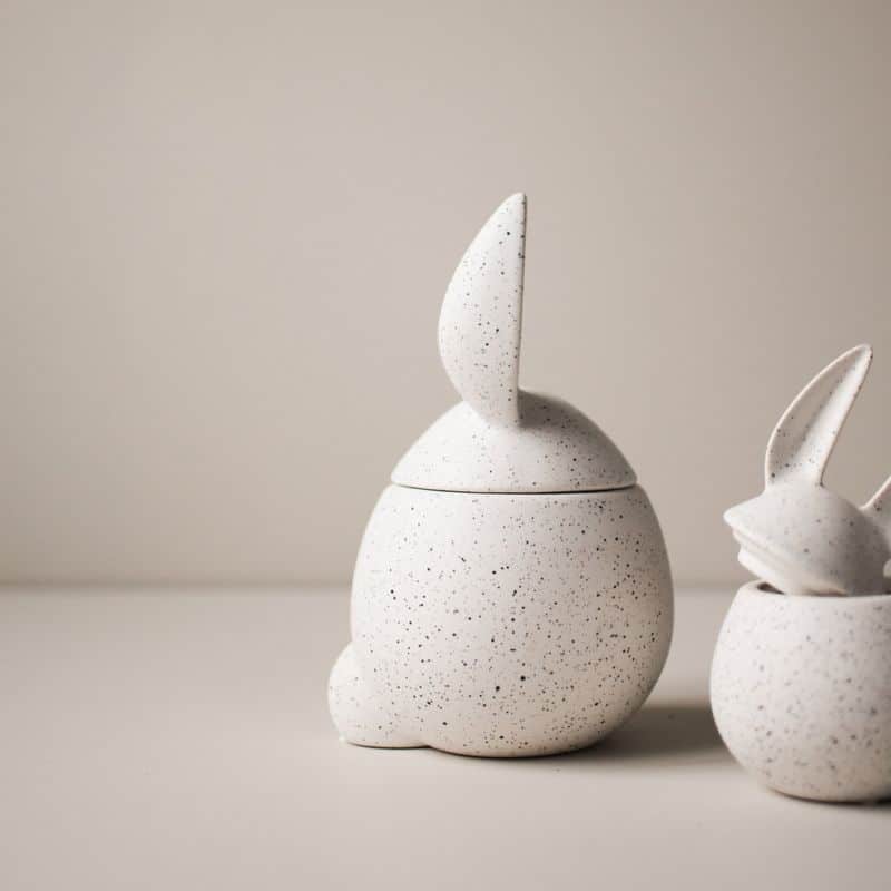 Bowl - Rabbit weiss mit Dots L von dbkd