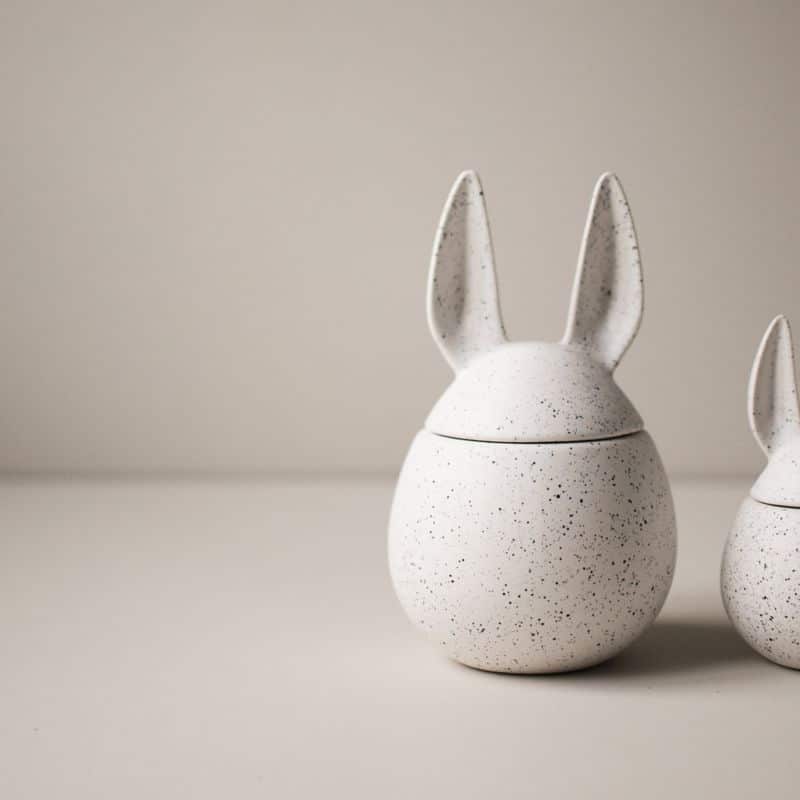 Bowl - Rabbit weiss mit Dots L von dbkd