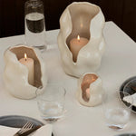 Broste Copenhagen - Teelichthalter Hekla white cream L

