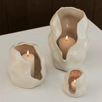 Broste Copenhagen - Teelichthalter Hekla white cream L

