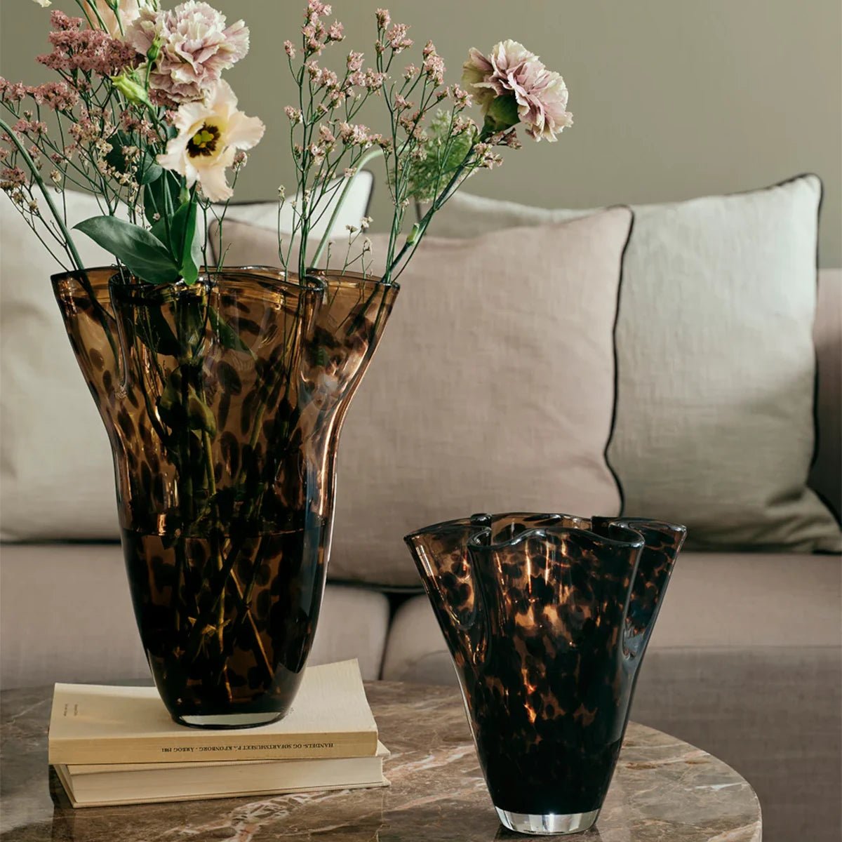 Broste Copenhagen - Vase Liva brown Leopard L