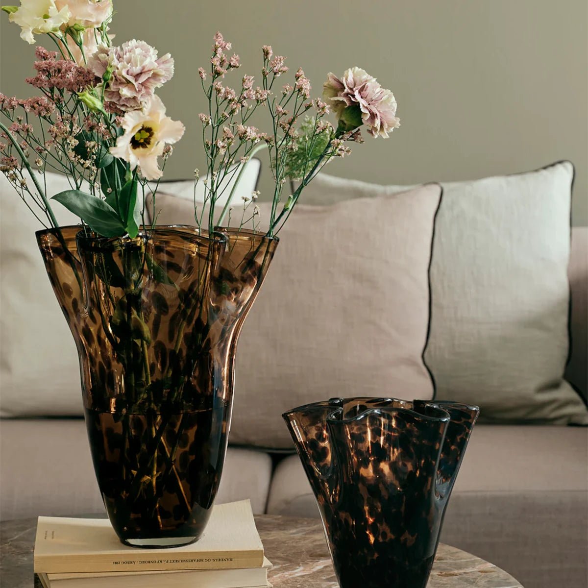 Broste Copenhagen - Vase Liva brown Leopard S