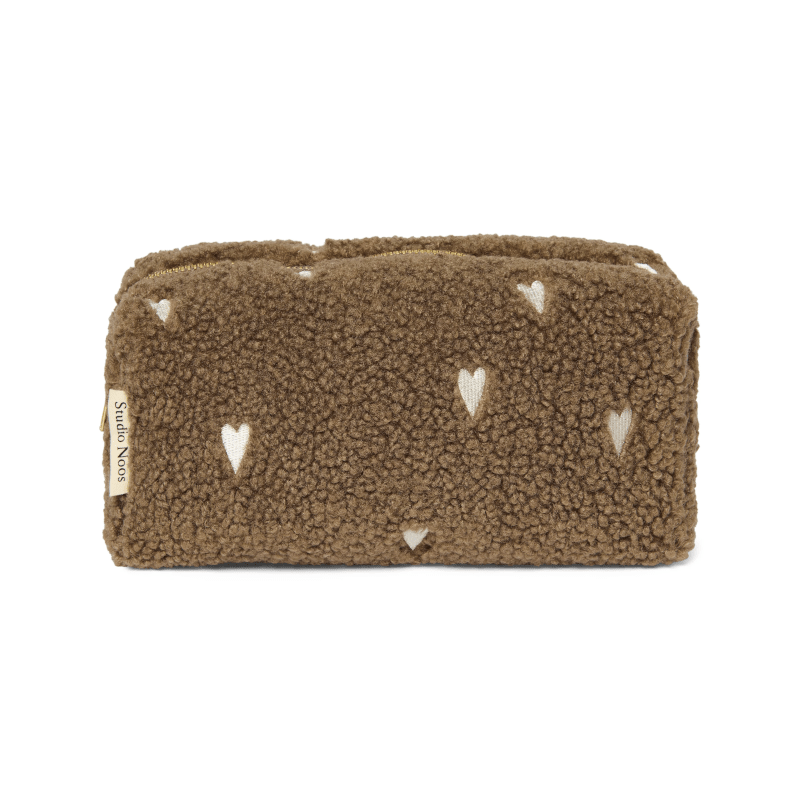 Etui - Pouch Braun mit Teddyherzen von Studio Noos