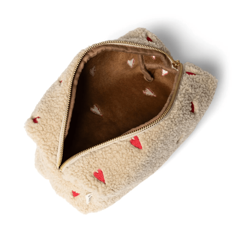 Etui - Pouch Ecru mit Teddyherzen von Studio Noos