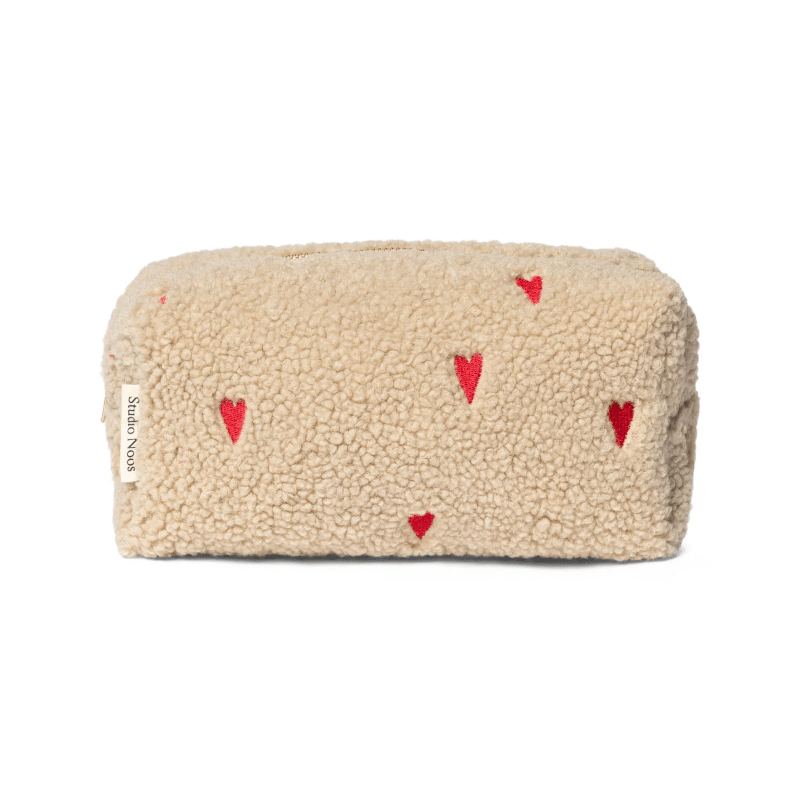 Etui - Pouch Ecru mit Teddyherzen von Studio Noos