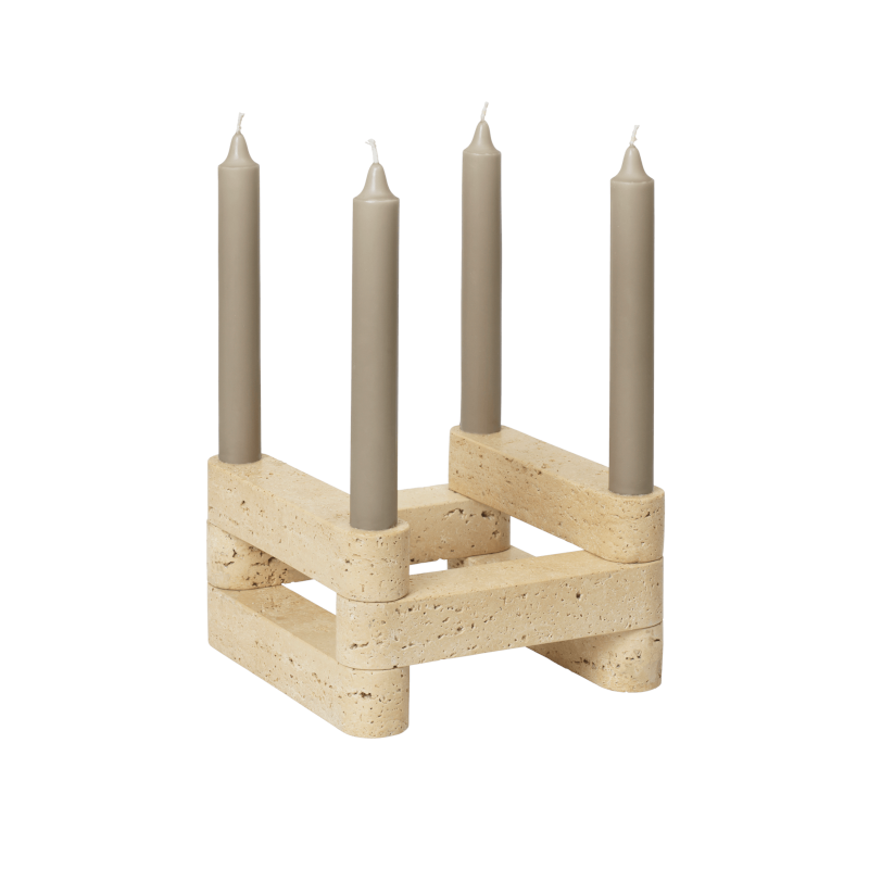 Ferm Living - Kerzenständer Newel Modular Travertine
