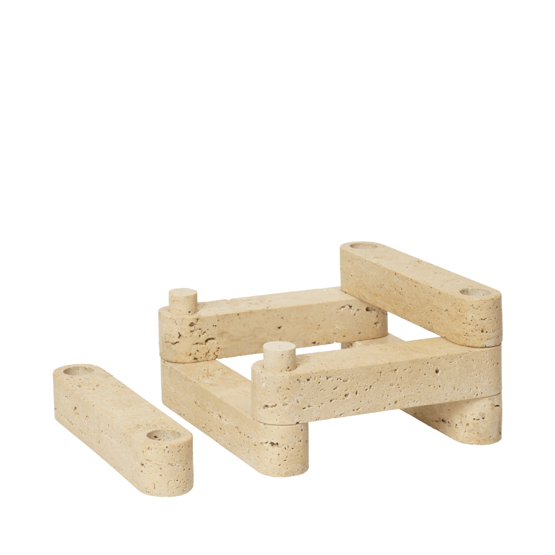 Ferm Living - Kerzenständer Newel Modular Travertine