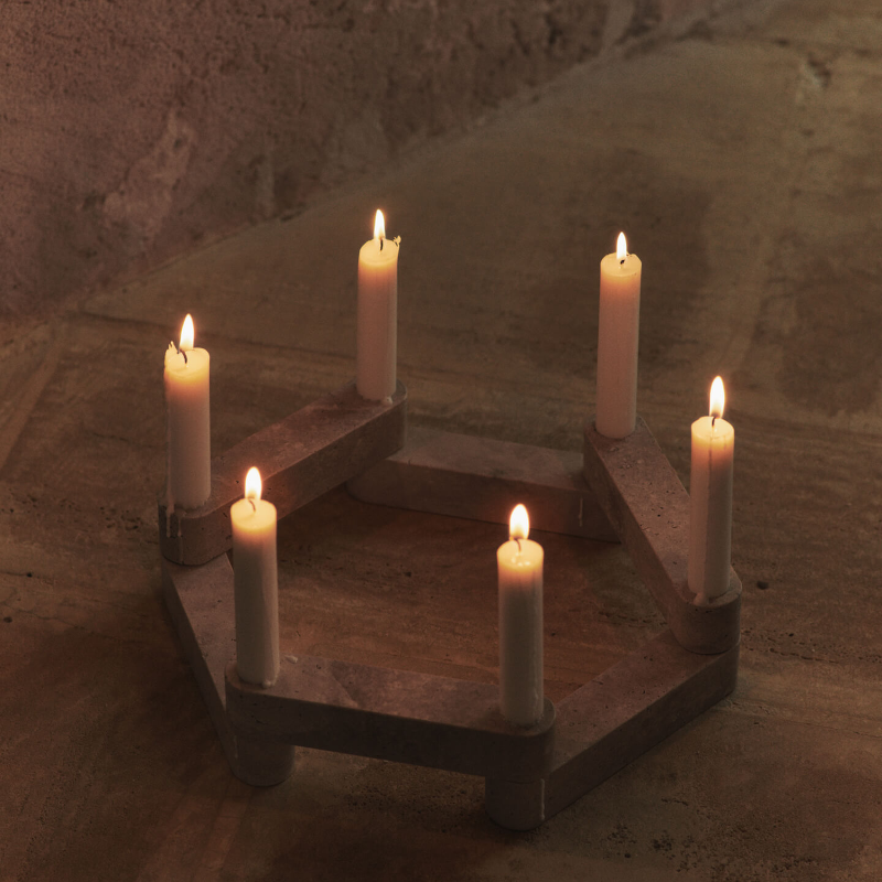 Ferm Living - Kerzenständer Newel Modular Travertine