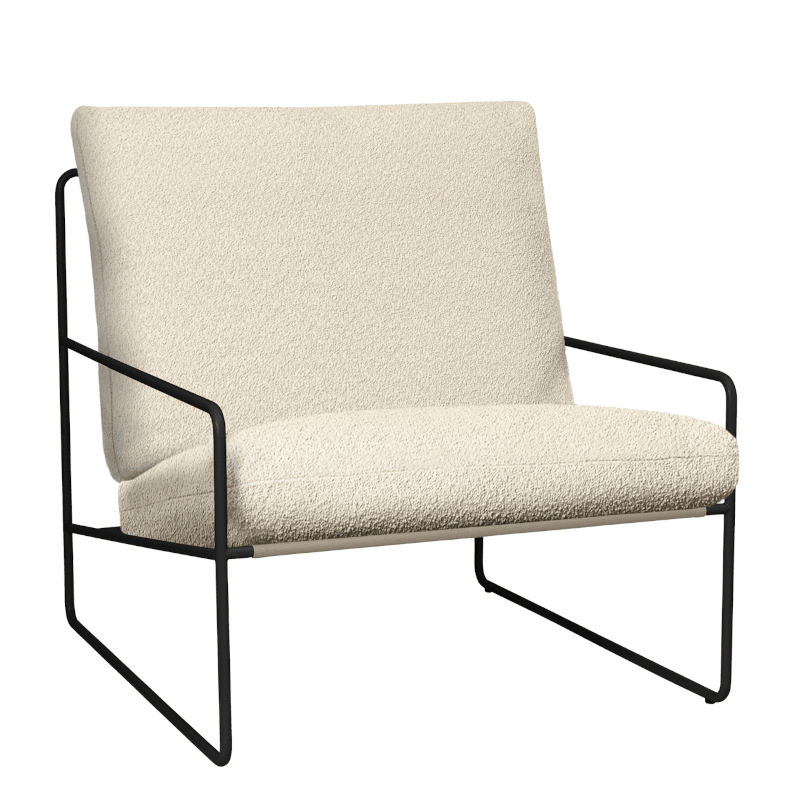 Ferm Living - Lounge Chair Desert 1er Pure Bouclé Black/Off White