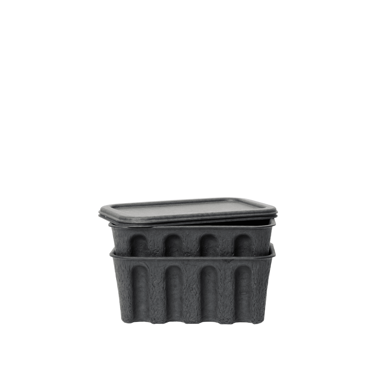 Ferm Living - Paper Pulp Boxen charcoal S 2er Set

