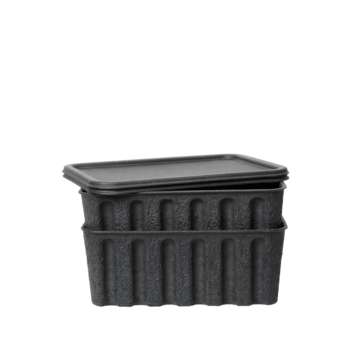 Ferm Living - Paper Pulp Boxen L Charcoal 2er Set