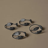 Ferm Living - Rond de serviette Holly Leaf noir, lot de 4