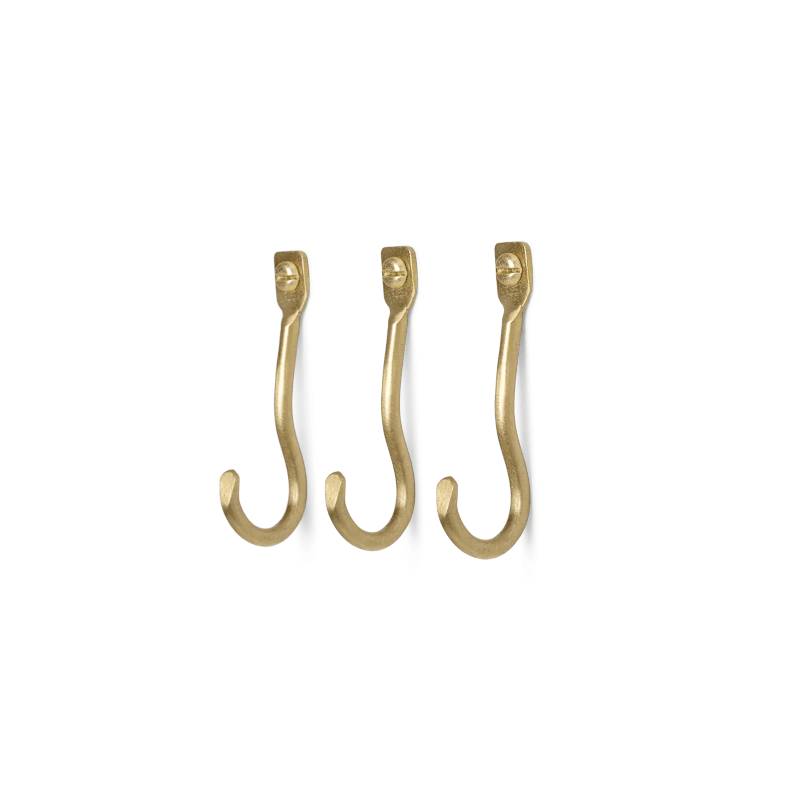 Haken - Curvature brass 3er Set von Ferm Living