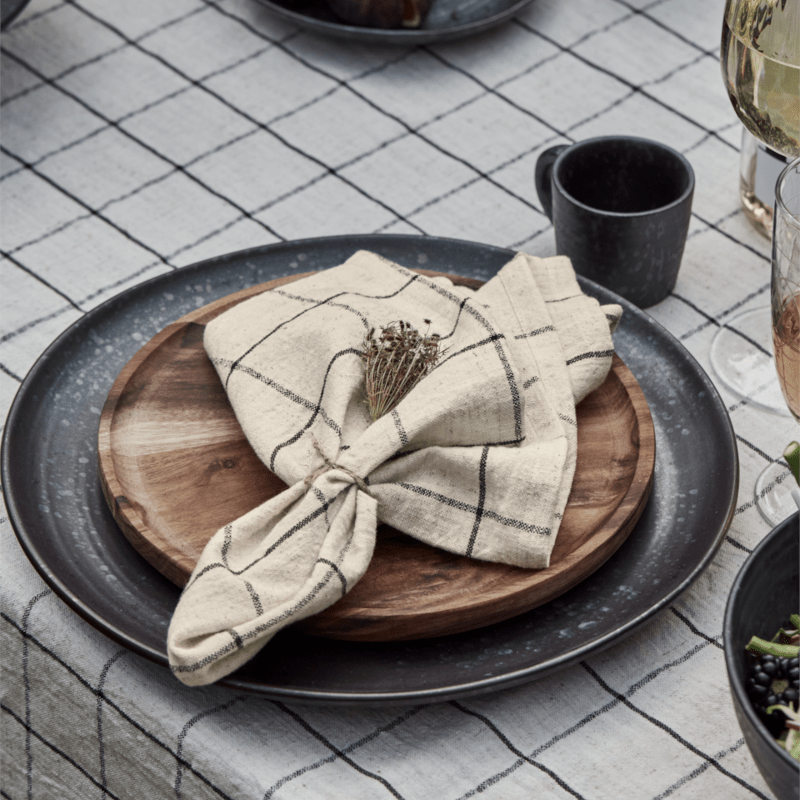 House Doctor - Stoffservietten Join 4er Set Schwarz/Off White