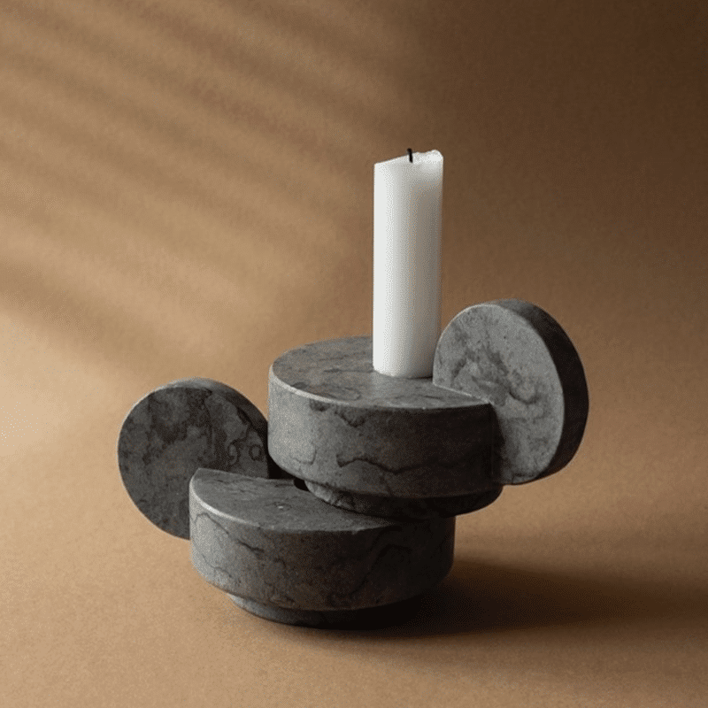Kerzenständer - CANDELSTICK grey von Stenhuggardottern