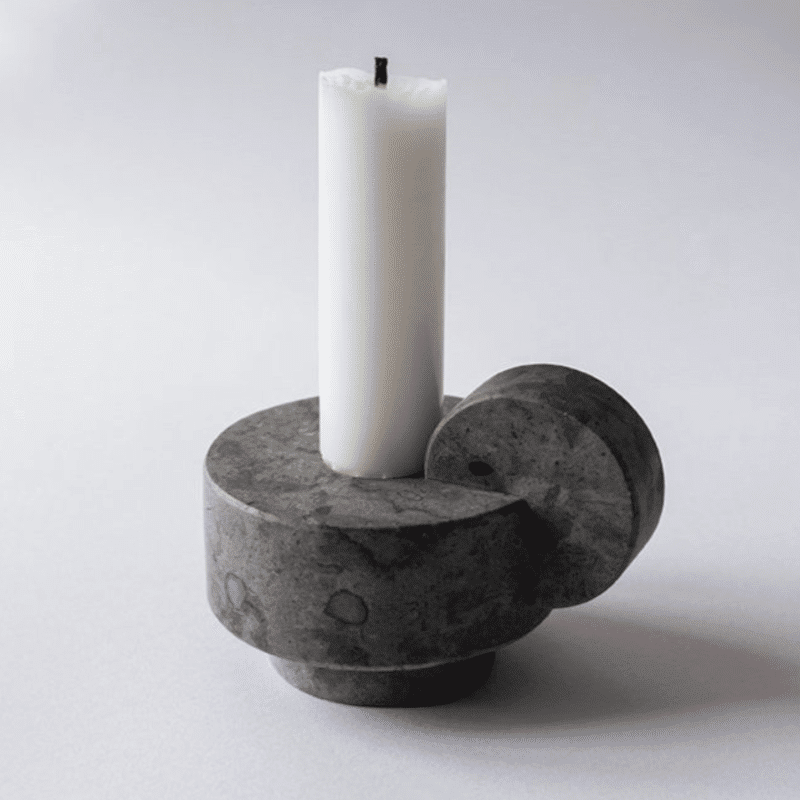 Kerzenständer - CANDELSTICK grey von Stenhuggardottern