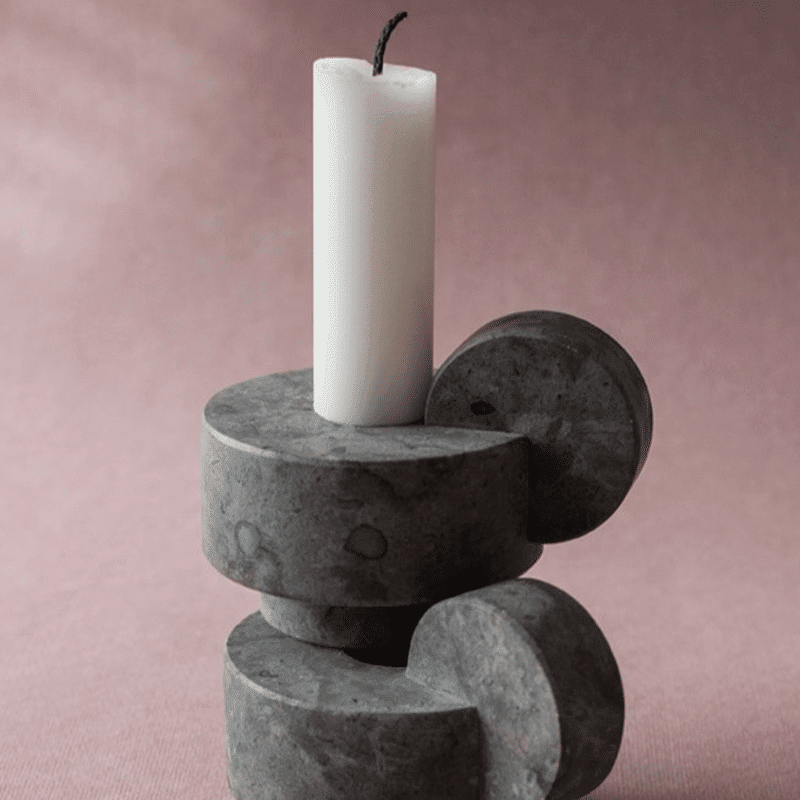 Kerzenständer - CANDELSTICK grey von Stenhuggardottern