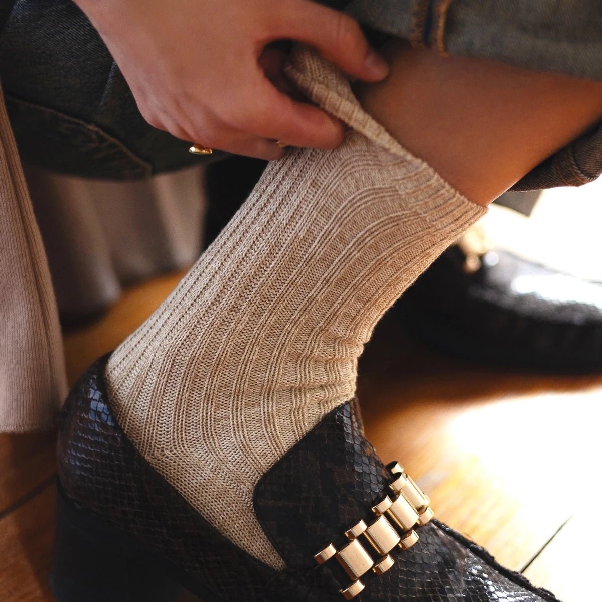 KLUE - Socken Baumwolle mit Muster beige