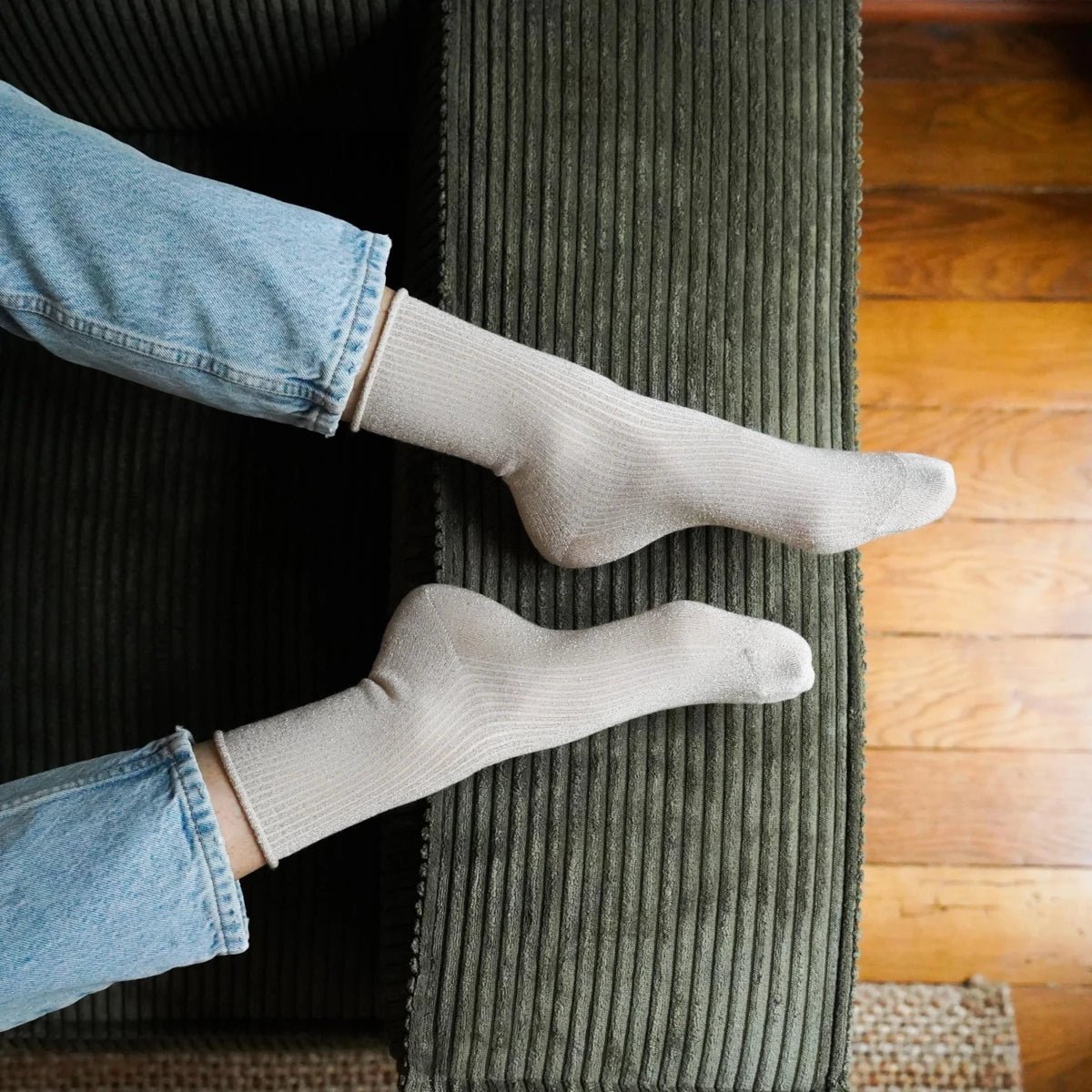 KLUE - Socken Glitzer Lyocell beige