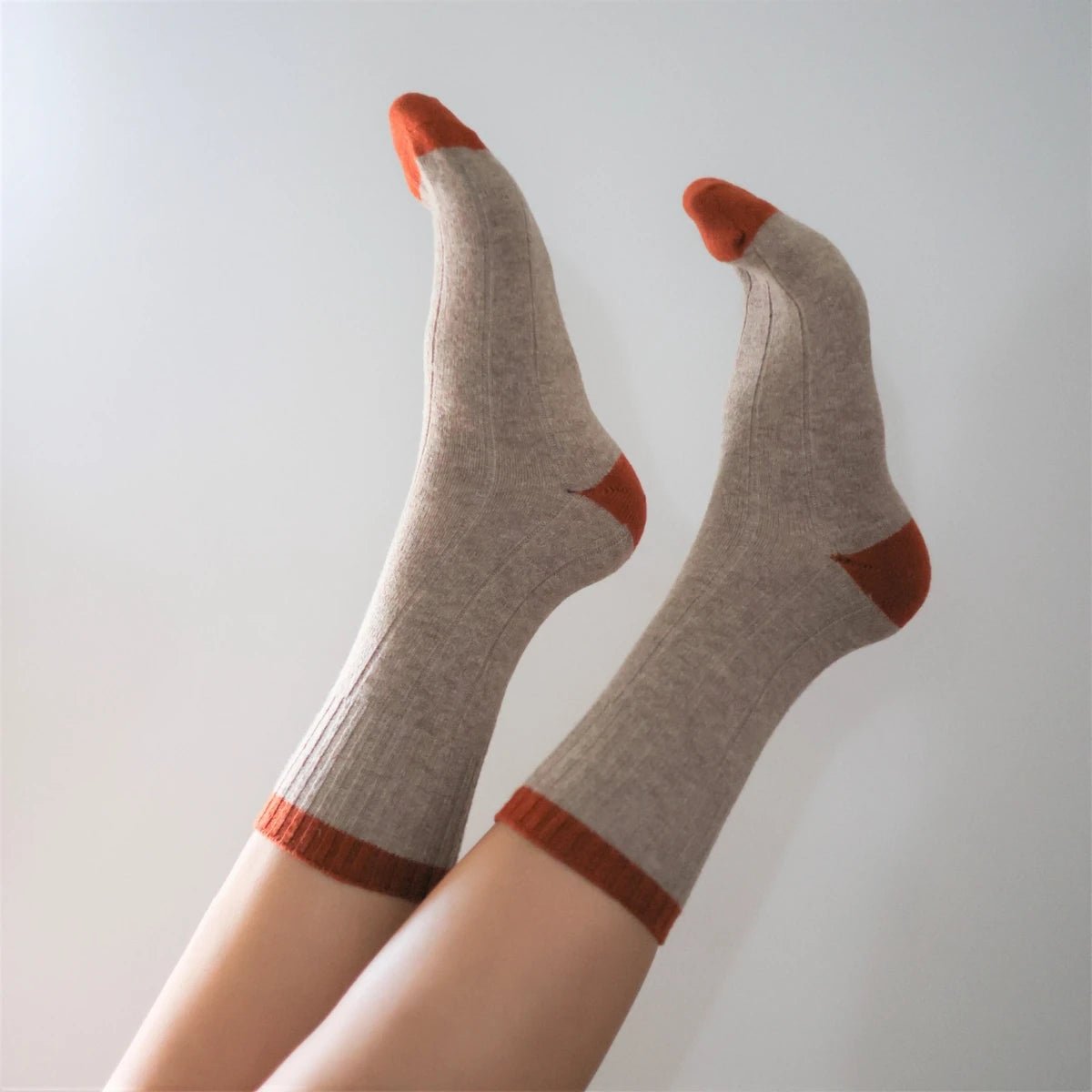 KLUE - Socken Merinowolle Streifen beige/orange