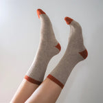 KLUE - Socken Merinowolle Streifen beige/orange