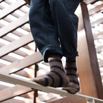 KLUE - Socken Merinowolle mit Streifen braun/schwarz