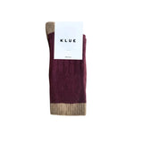 KLUE - Socken Merinowolle Streifen burgund/karamell