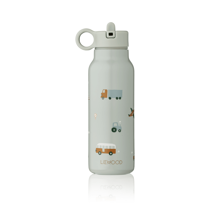 Liewood - Trinkflasche Falk Vehicles/dove blue mix