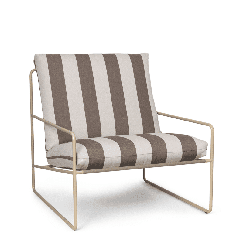Lounge Chair – Desert Stripe cashmere/chocolate von Ferm Living