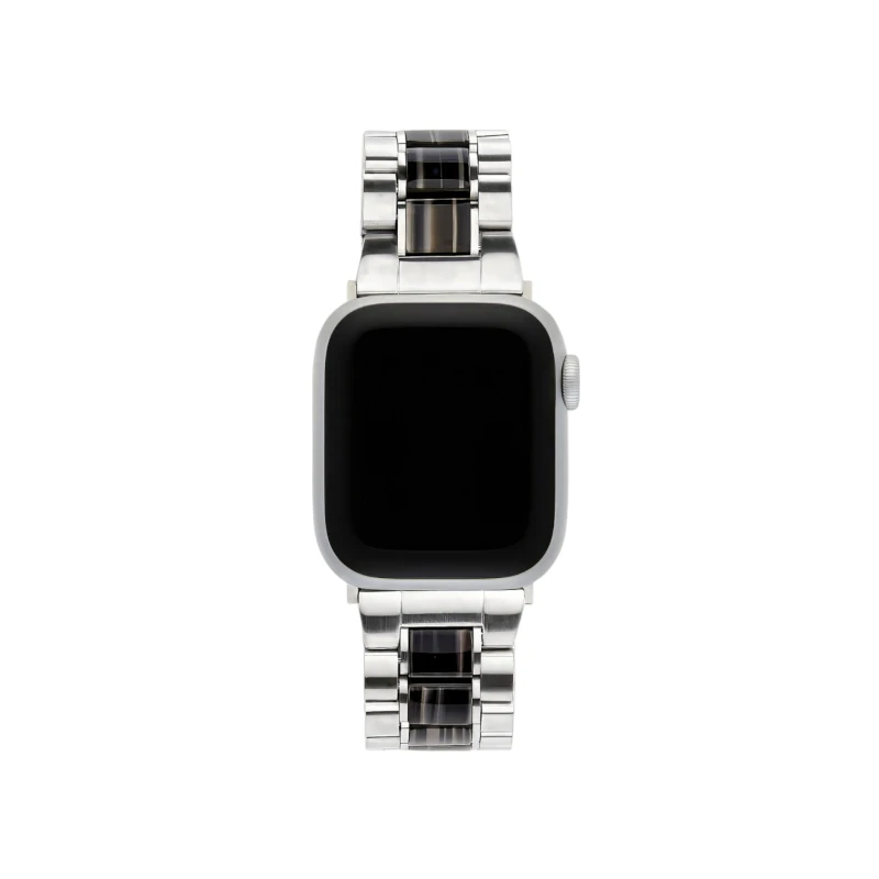 Machete - Uhrenarmband Apple Silber/Schwarze Perle