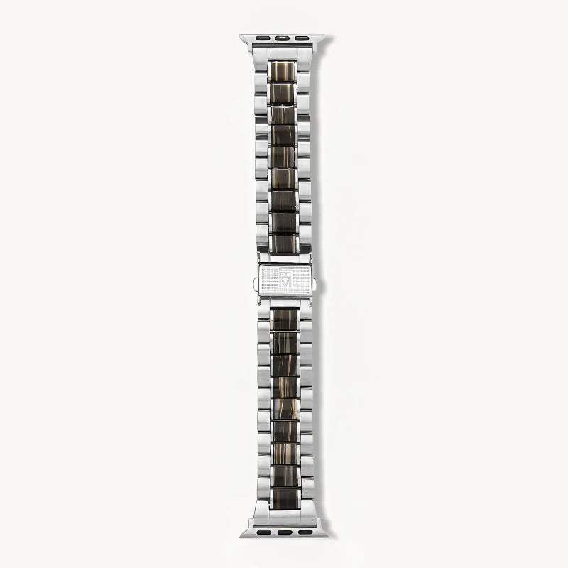 Machete - Uhrenarmband Apple Silber/Schwarze Perle
