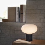 New Works - Tischleuchte Karl-Johan Smoked Oak/White Opal Glass