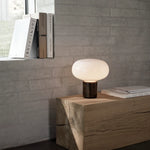 New Works - Tischleuchte Karl-Johan Smoked Oak/White Opal Glass
