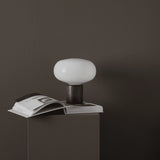 New Works - Tischleuchte Karl-Johan Smoked Oak/White Opal Glass