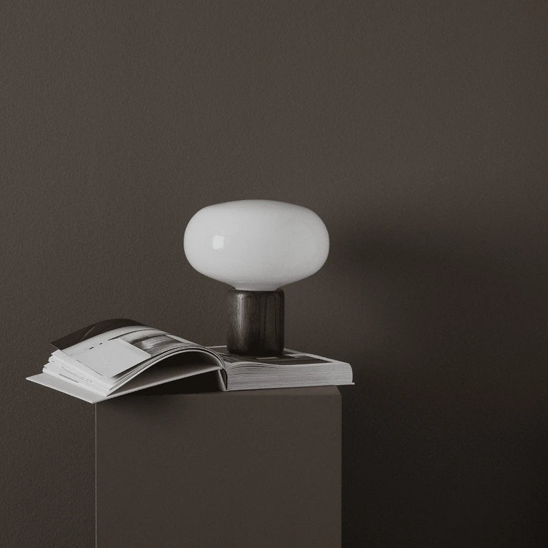 New Works - Tischleuchte Karl-Johan Smoked Oak/White Opal Glass