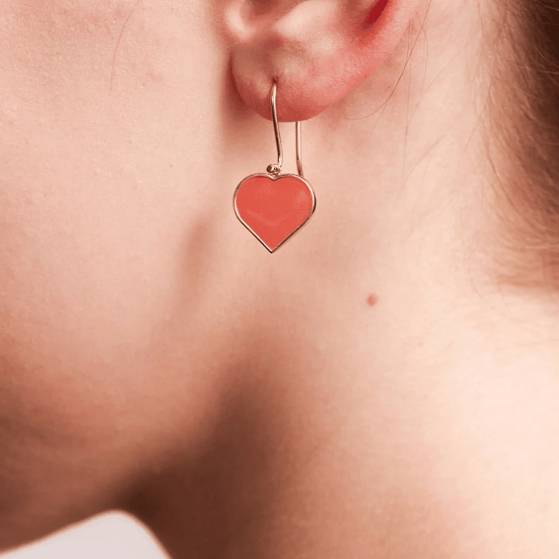 Ohrringe - Big Heart Emaille ash rose von Design Letters