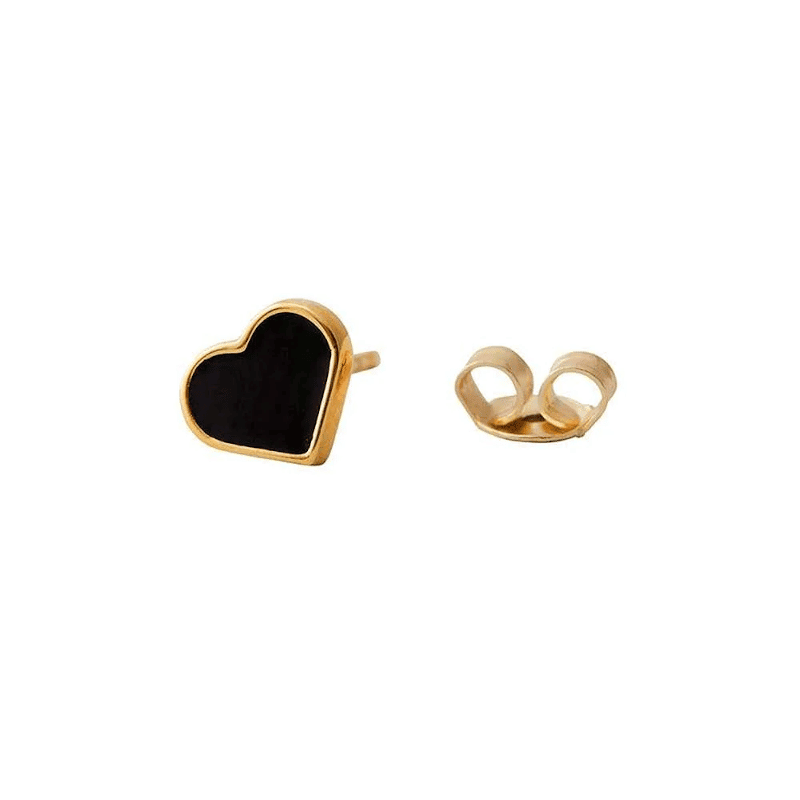 Ohrstecker - Heart Emaille gold/black von Design Letters