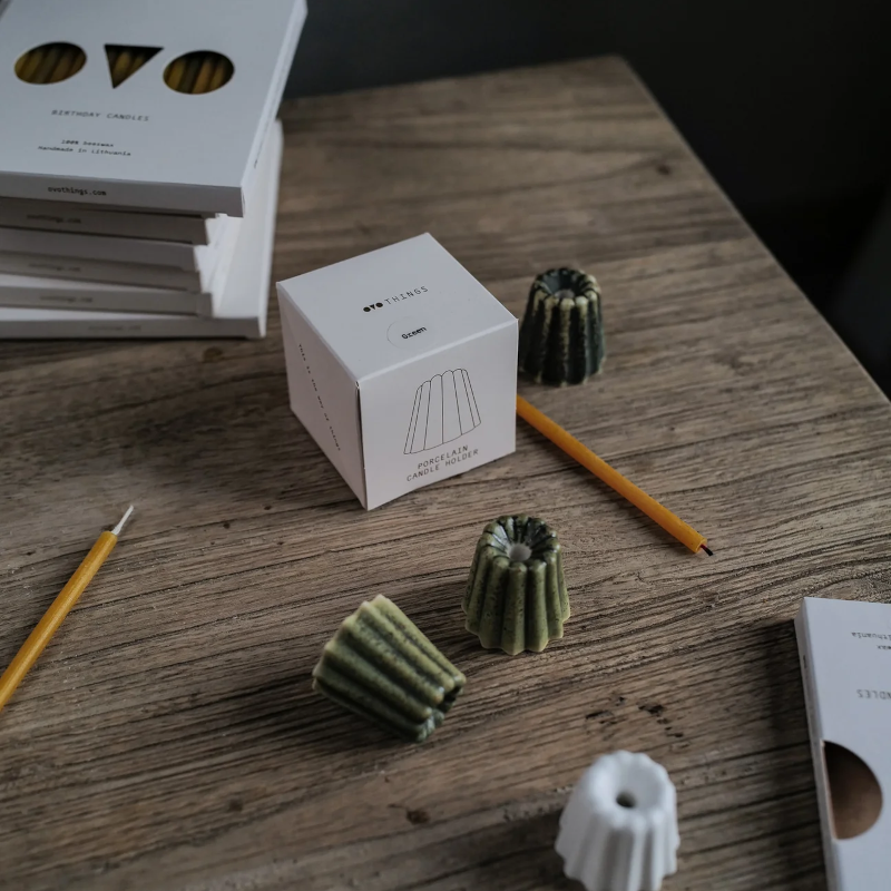 OVO Things - Kerzenhalter Porzellan Canele Melange Green