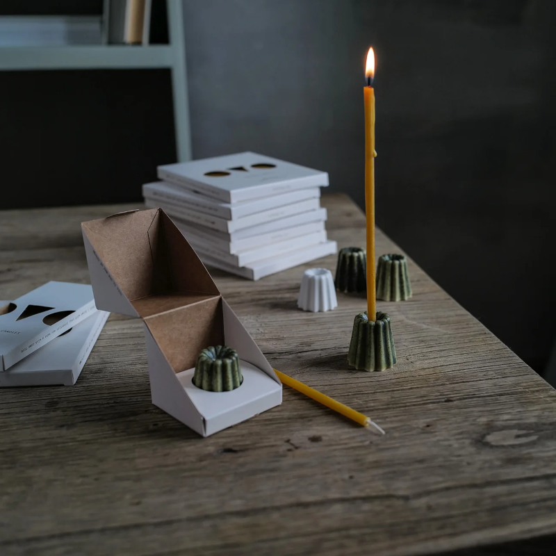 OVO Things - Kerzenhalter Porzellan Canele Melange Green