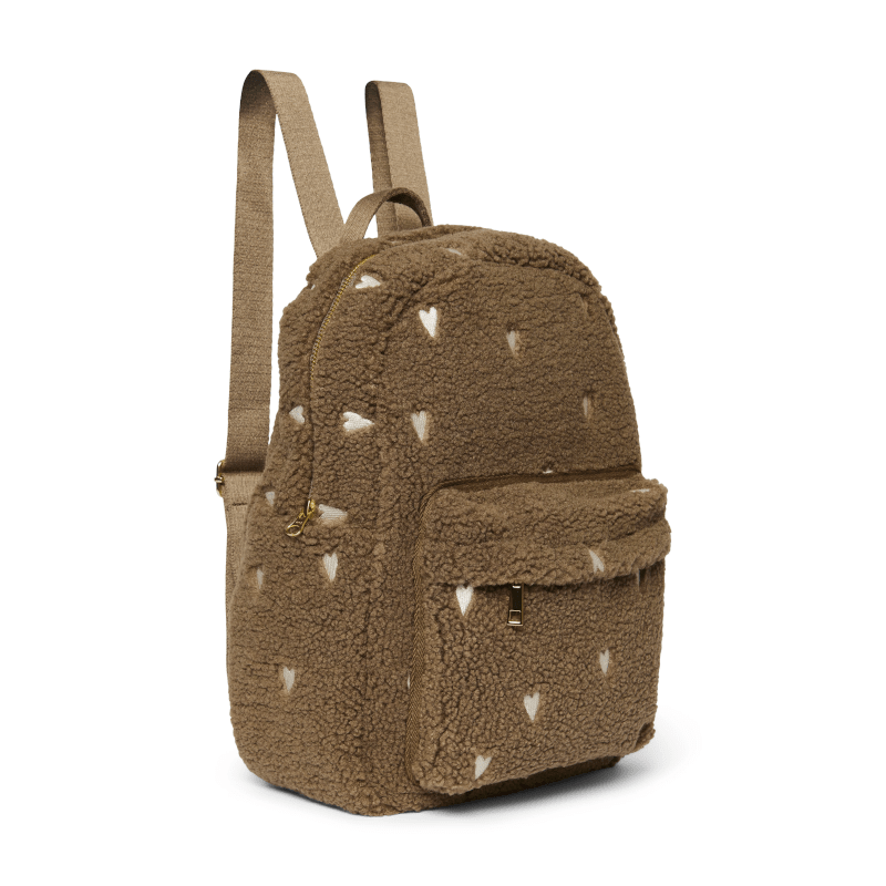 Rucksack midi - Braun/Teddy Hearts mit Vordertasche von Studio Noos