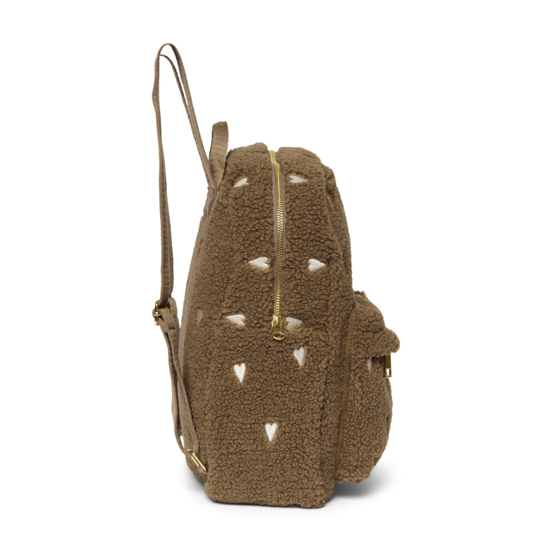 Rucksack midi - Braun/Teddy Hearts mit Vordertasche von Studio Noos