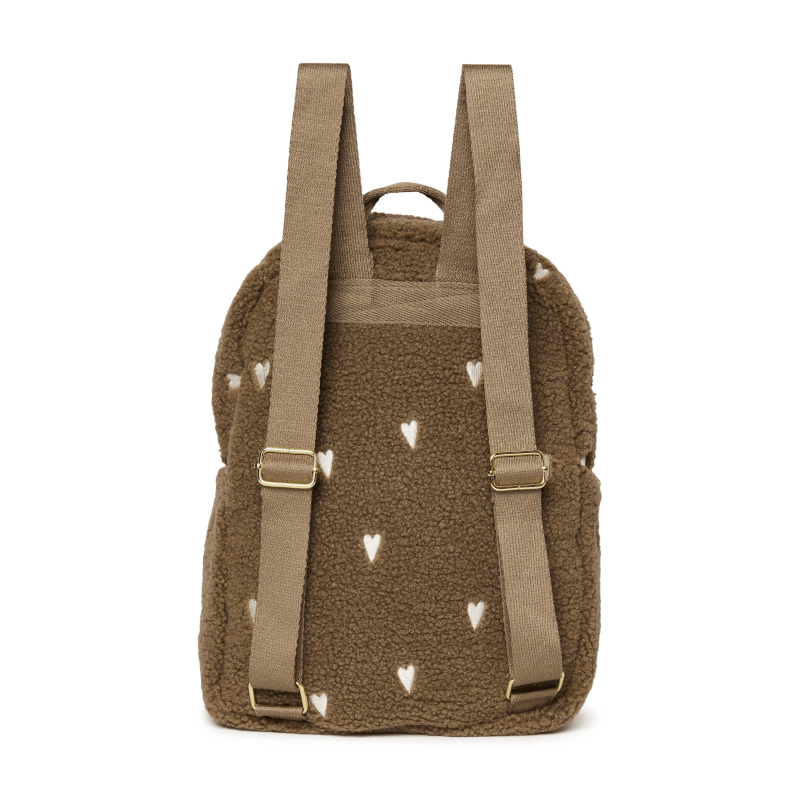Rucksack midi - Braun/Teddy Hearts mit Vordertasche von Studio Noos