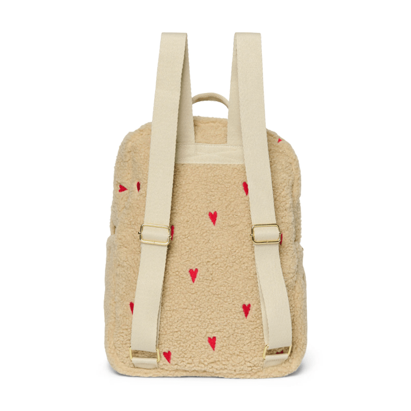 Rucksack midi - Ecru/Teddy Hearts mit Vordertasche von Studio Noos