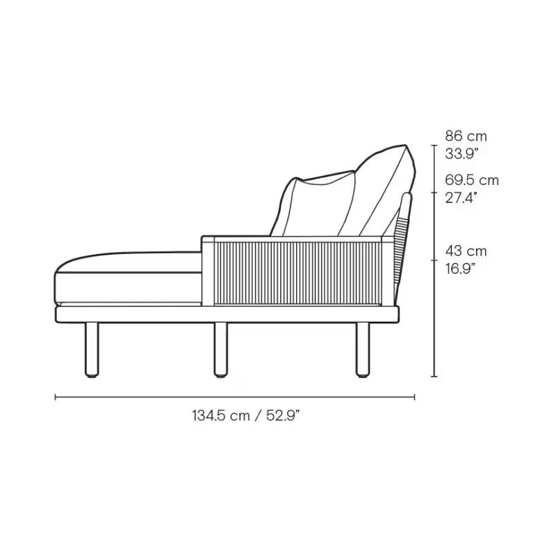 Sofa Outdoor - EOOS 2-Seater mit Chaise Lounge & Open End von Carl Hansen